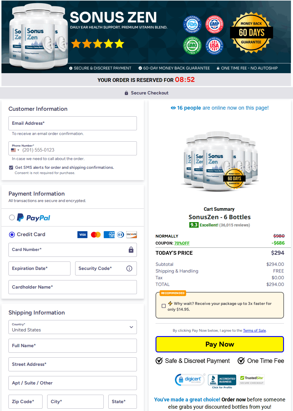 SonusZen Checkout